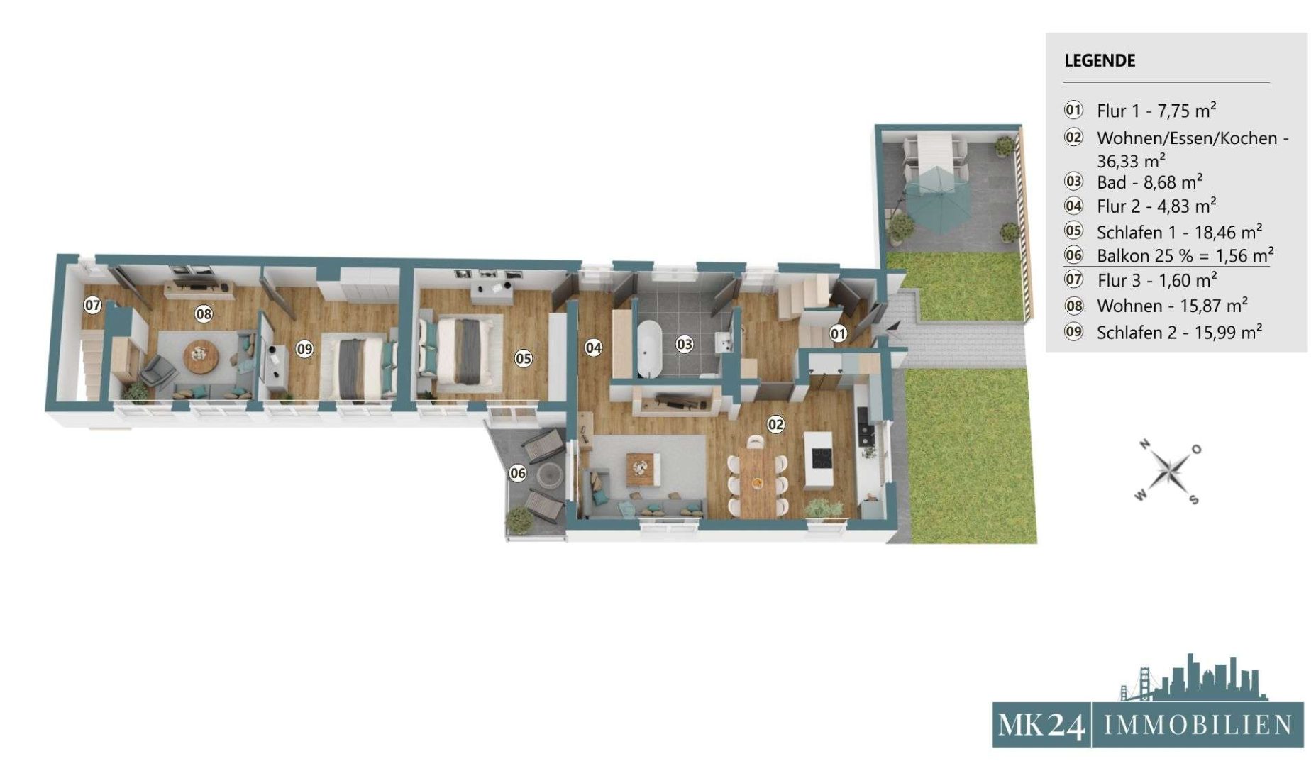 Grundriss EG Haupthaus und 1.OG ELW